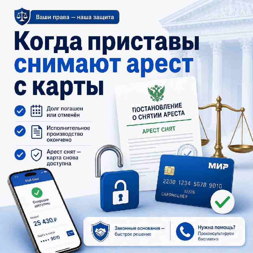 Когда судебные приставы снимают арест с банковской карты после погашения долга